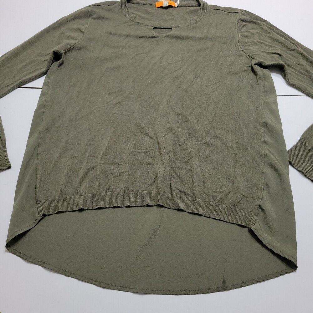 One A Sweater Womens Large Pullover Green Long Sleeve Rayon Mixed Media‎ Comfort